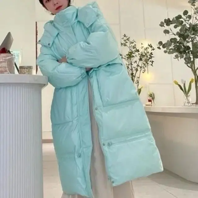 Anti Season Meilad Fashion Down Jacket Knee High Korean Version Loose and Thick Hooded Versatile White Duck Down Jacket