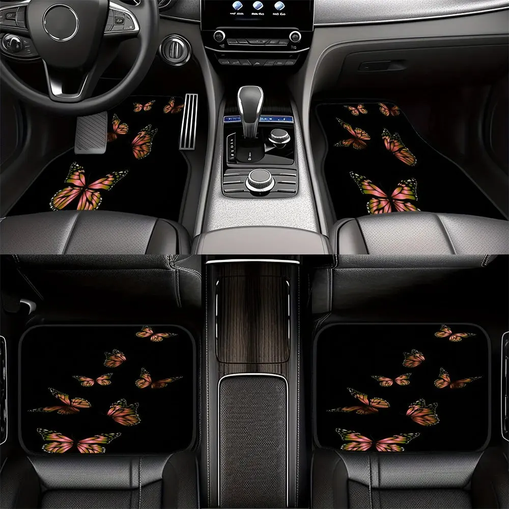 

4pcs Butterfly Durable Car Floor Mats, Suitable For Vehicle Interior Use To Enhance Driving Comfort And Designed Specifically Fo