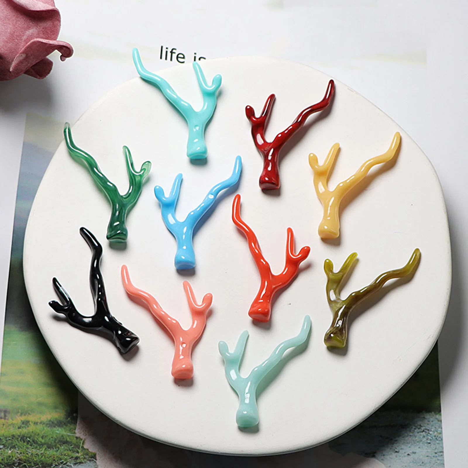 10PCs Acrylic Pendants Colorful Ocean Jewelry Coral Branch Charms DIY Necklace Earrings For Women Jewelry Making 4.6cm x 3.3cm