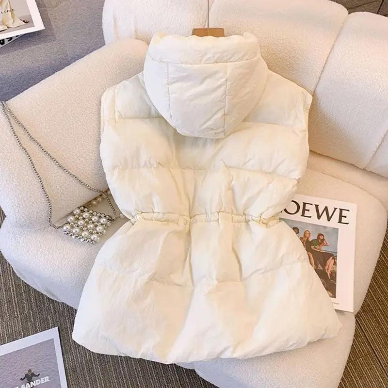 Gilet extra large in cotone da donna, ampio e spesso, caldo ed elegante, dimagrante con giacca per cappello