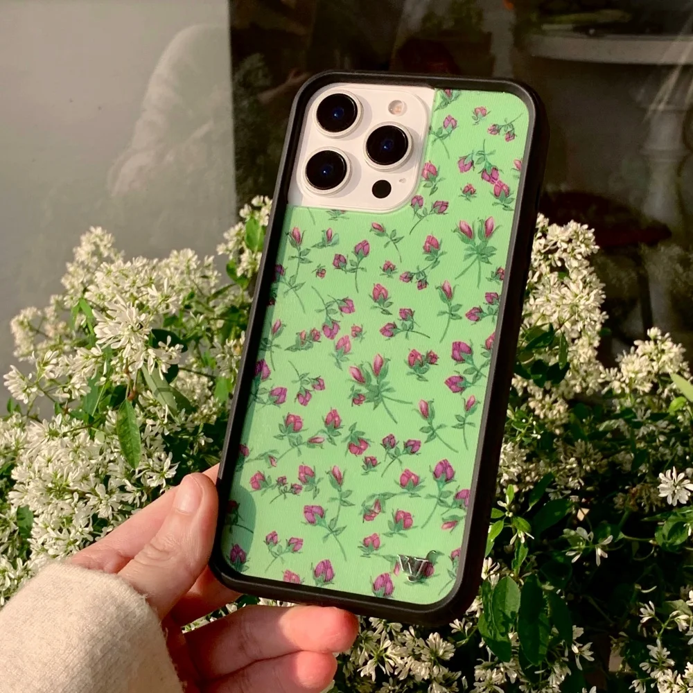 Casing Ponsel Bunga Hijau Angsa Hitam 3D Bunga Liar Mewah untuk iPhone 16 15 13 12 14 Pro Max Plus 16pro 14pro 15pro WF Coque