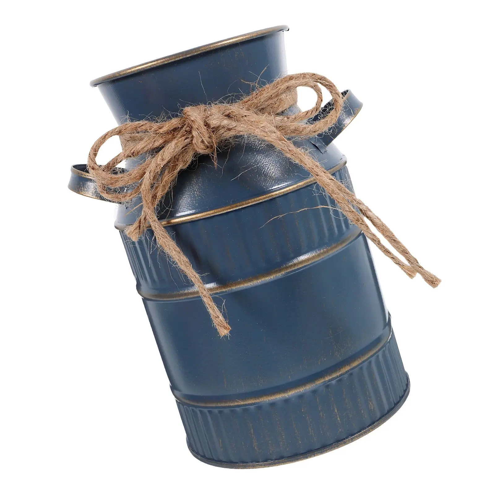 

Retro Milk Vase Blue Iron Plant Pot Vintage Home Metal Flower Bucket Decor Flower Bucket Office Bedroom