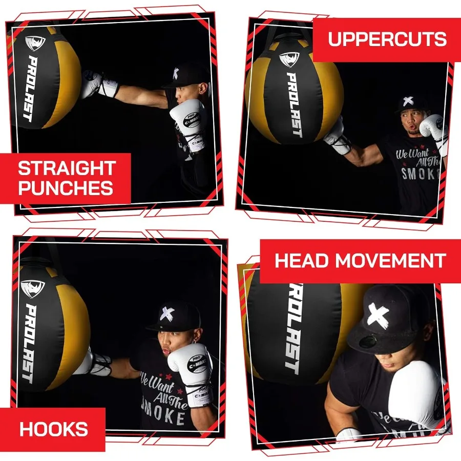 كيس تثقيب ثقيل على شكل كرة للبالغين بخطاف علوي للجسم، معدات تدريب الملاكمة MMA Muay Thai المملوءة #2