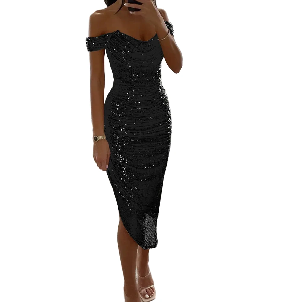 Vestido de festa requintado fora do ombro vestidos aplicáveis para casamentos disponíveis em vários tamanhos novo vestido elegante