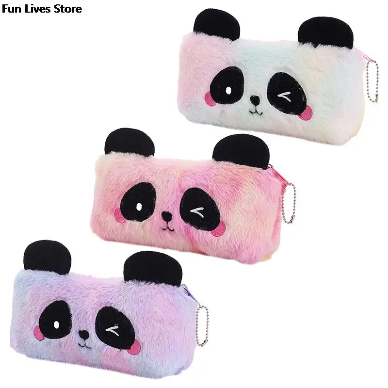 Plush Cosmetic Bag Cute Fur Makeup Bags Soft Panda Makeup Pen Case Winter Autumn Cute Animal Organizer Pouch Mini Storage Purse