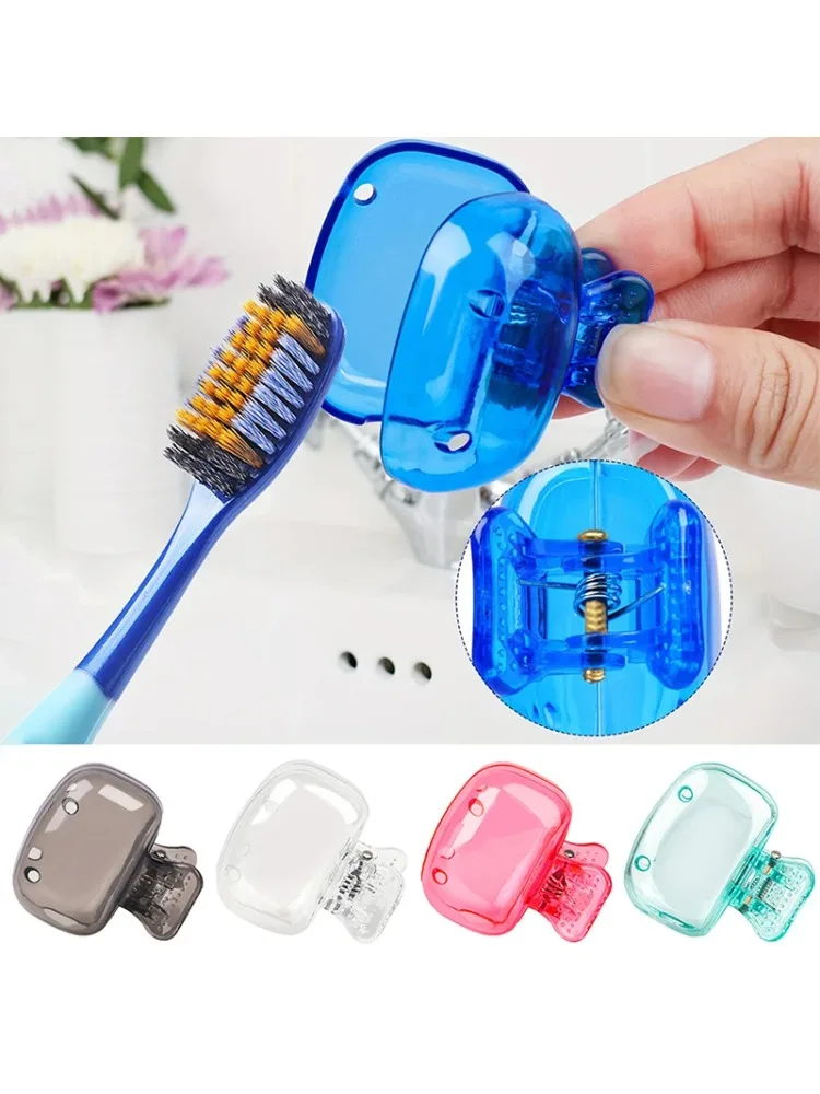 Viagem Toothbrush Head Covers, Toothbrush Protector Cap, Brush Pod Case, Clipe De Plástico Portátil,