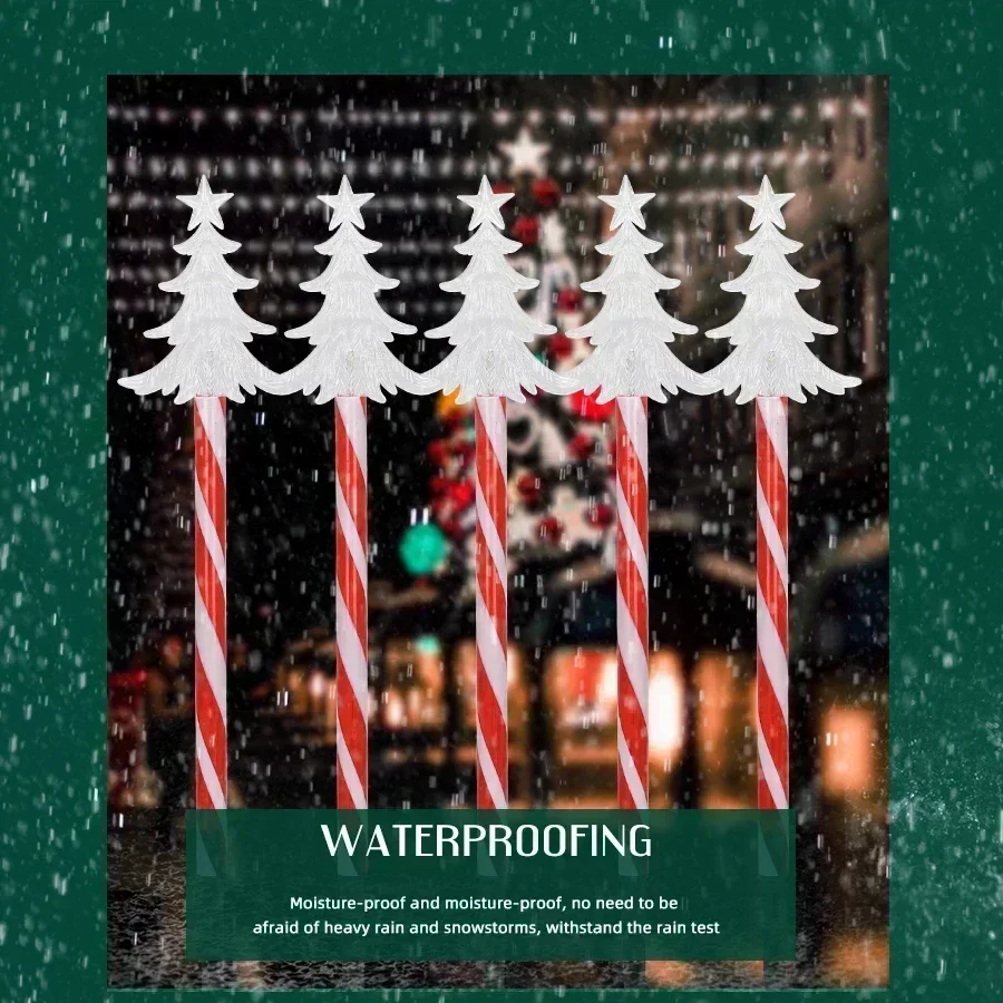أضواء عيد الميلاد الشمسية في الهواء الطلق عيد الميلاد ندفة الثلج ستار تعمل بالطاقة الشمسية في الحديقة مصباح حديقة مجموعة من 5 أضواء حصة مسار مقاوم للماء #5