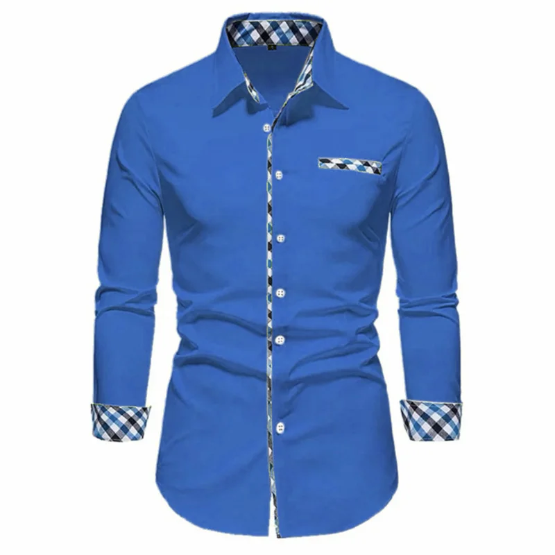 16-color men's shirt long-sleeved shirt single-breed fake pocket daily casual men's top outdoor shopping loose large size XS-6XL