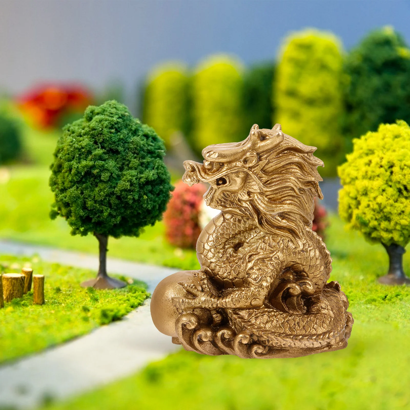 

Mini Copper Dragon Ornament Cartoon Chinese Style Durable Desktop Garden Decor Creative Craft Gift Miniature Dragon Figurines