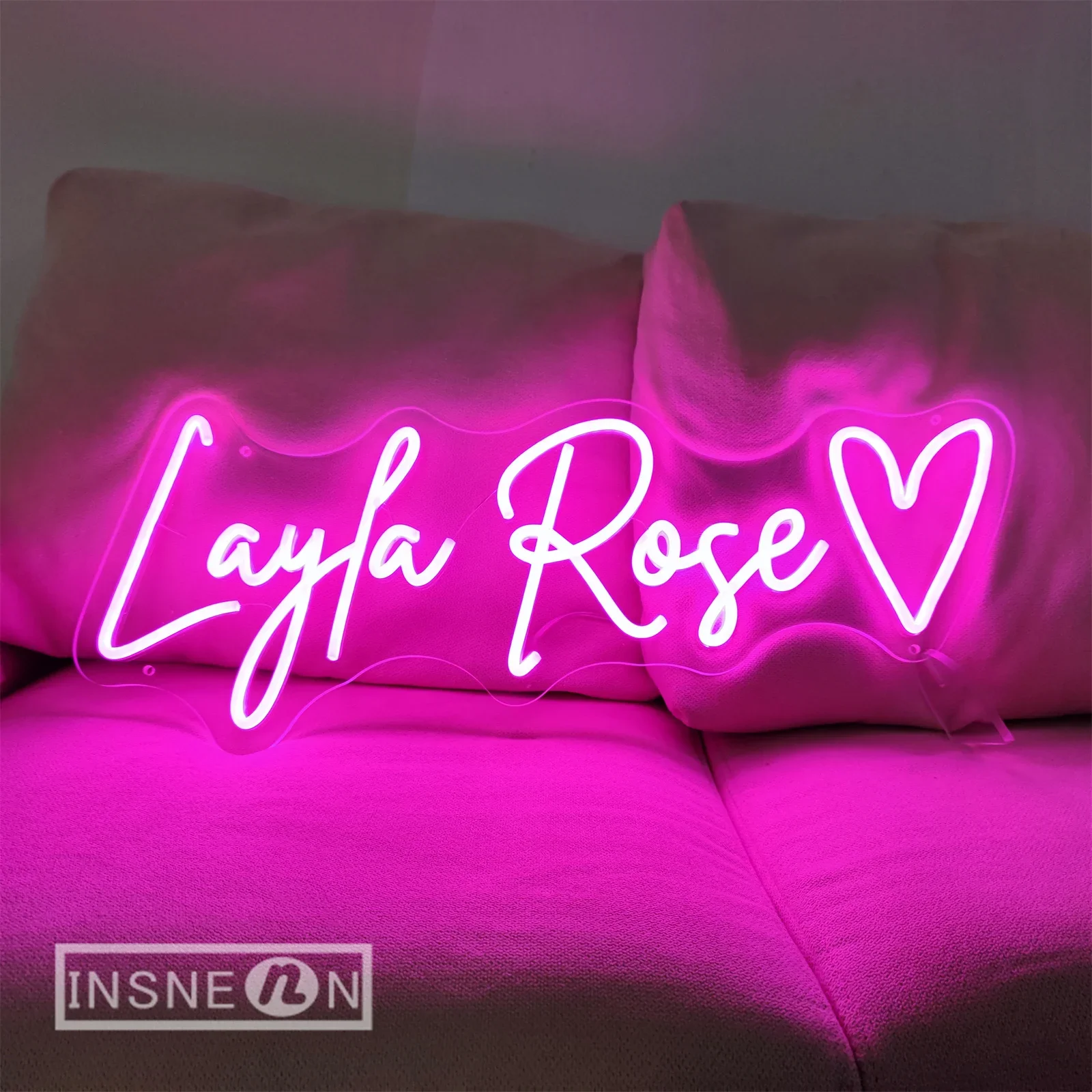 Layla Rose Neon Sign ไฟ LED นีออนสําหรับตกแต่งผนังห้องงานแต่งงานวันวาเลนไทน์ปาร์ตี้บาร์ห้องนอน Neon Night โคมไฟนีออน