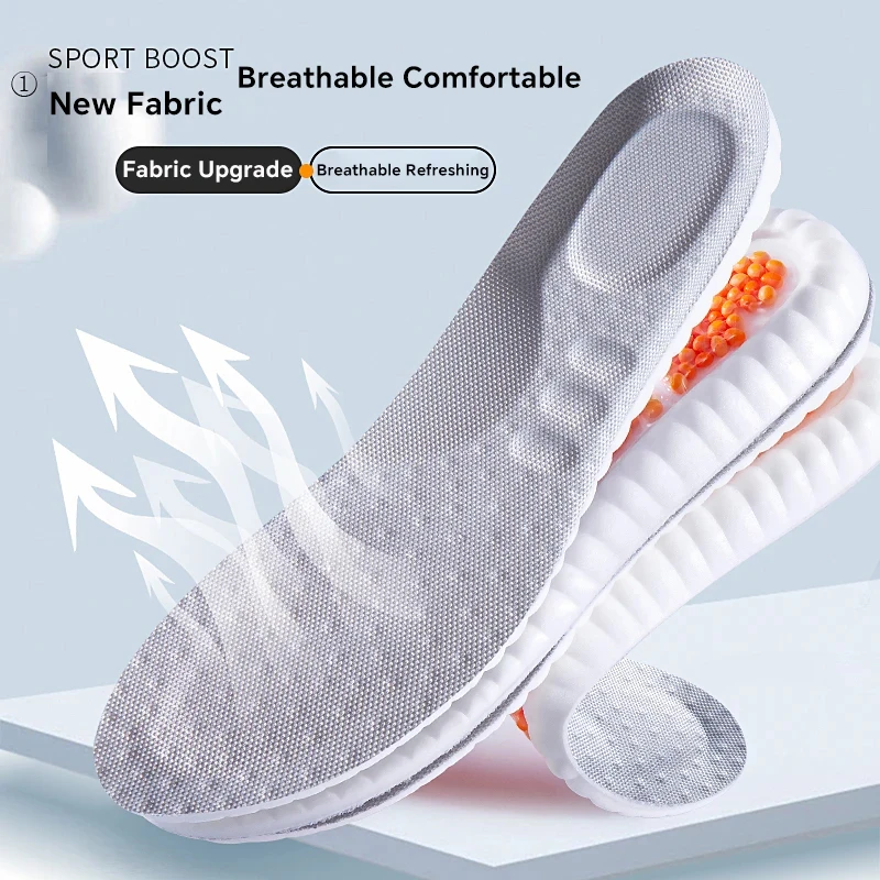 1 Paar Sport-Einlegesohlen mit Luftpolsterung und PU-Sohle für Füße, weich, atmungsaktiv, stoßdämpfend, Laufschuh-Einlage für Fußgewölbestütze