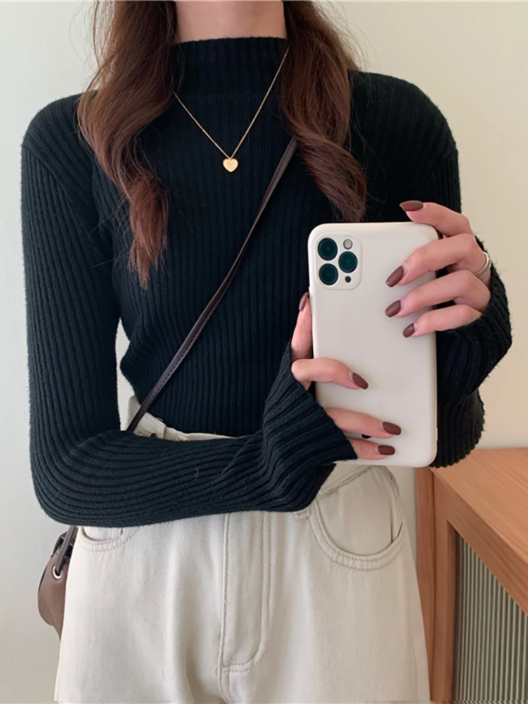 Autumn Winter Knitted Sweater Women 2024 Autumn Winter Korean Turtleneck Long Sleeve Pullover Female Jumper Green Knitwear