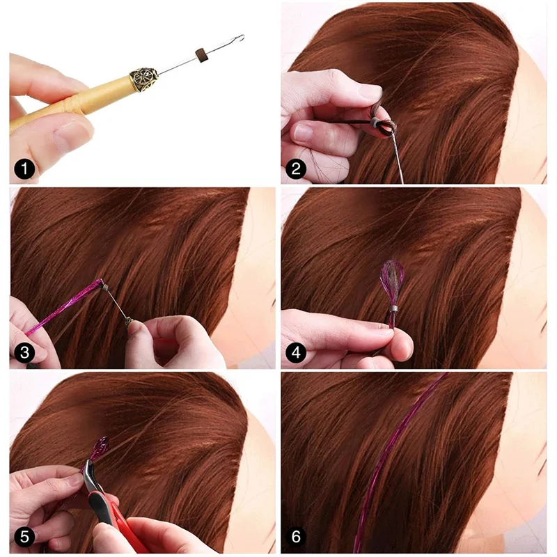 

ABIT Hair Extension Gold Wire Hair Extension Wire Tinsel Set Heat Resistant Fairy Hair Tinsel Set With Tools