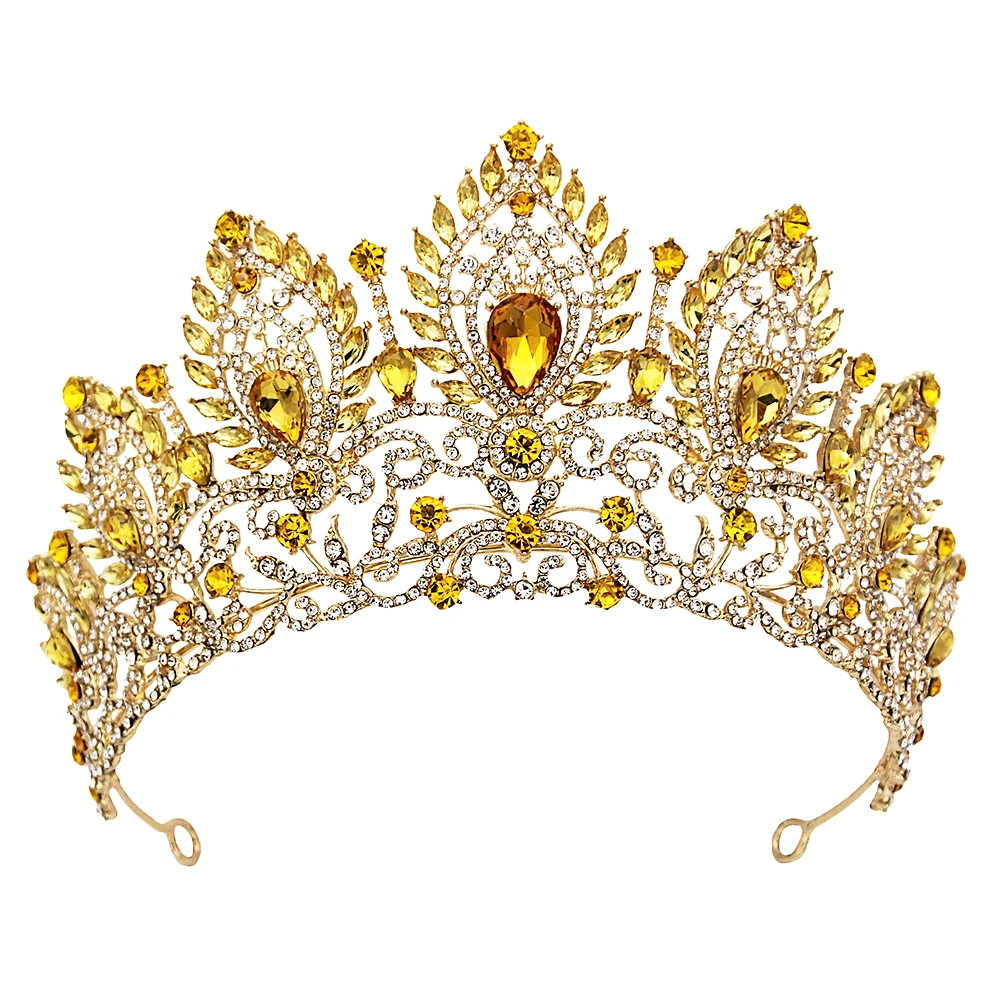 Vintage Fashion Queen - Yellow Tiara Queen Diadem Bride Crowns