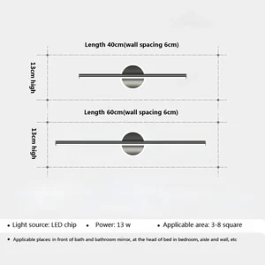 Moderne LED -Wandlampen für die Heimdekoration, spiegeltes Licht, Schwarz, Gold, langes Streifenlicht, Badezimmerschränke, Toilettenlampe, 40 cm 8 Hauptverkaufsjahre 90er Männerkleidung - №4