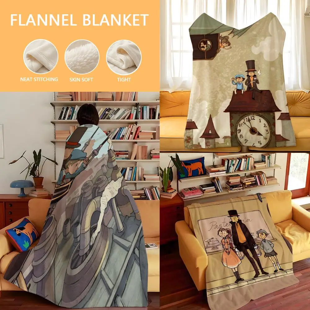 Game P-Professor L-Layton Throw Flannel Cozy Print Blanket, Portable, Durable  Machine Washable cute Cool