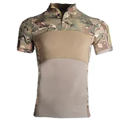 Outdoor Men Combat Shirts Airsoft Tactical T Shirt Short Sleeve Camo Cotton Tee Shirts Paintball Hunting Clothing