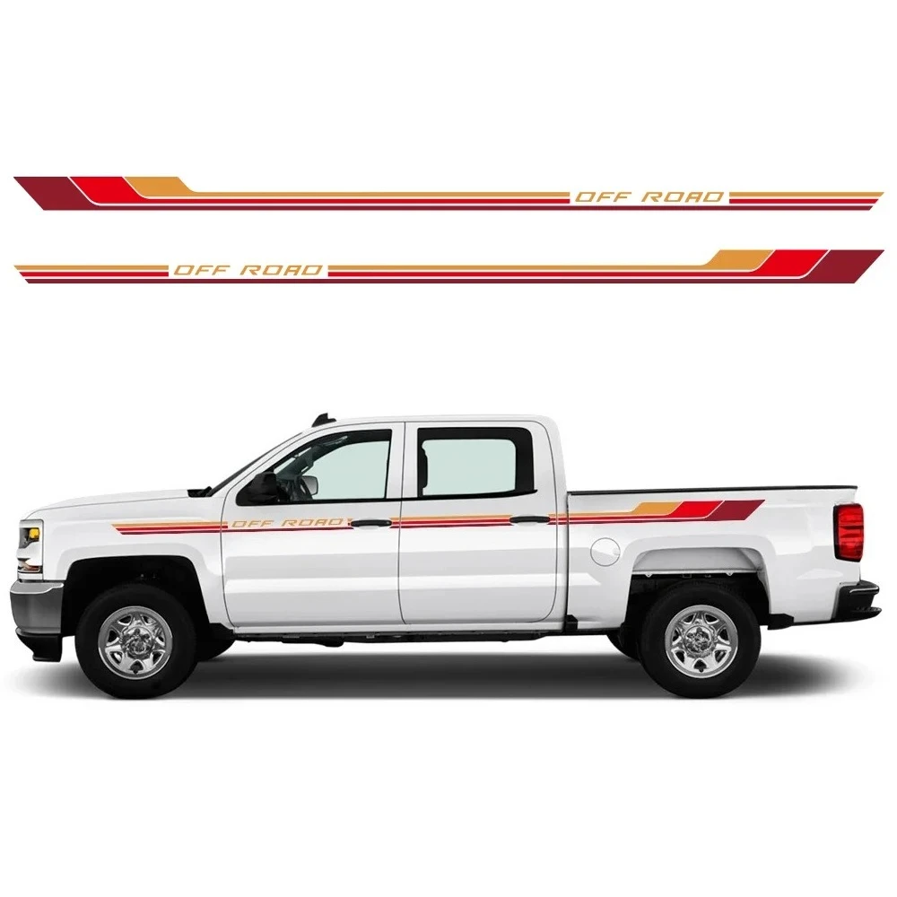 Car Body Side Sticker Racing Stripes Off-Road Vinyl Decal Car Decor Accessories For Chevrolet Silverado 1500 2500 Sierra GMT GMC