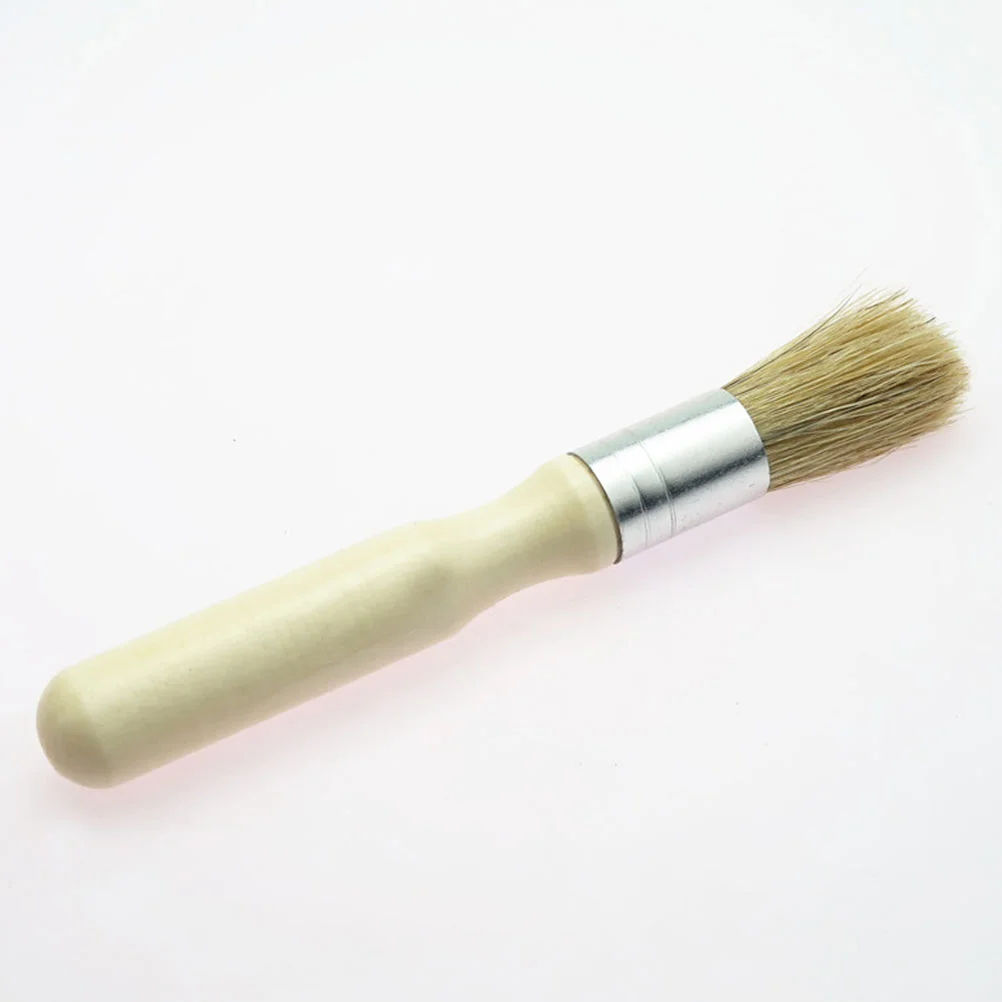 Stencil Brush Round Head Wooden Handle Small Brush Pig Mane Painting Brush Oil Acrylic Painting Supplies