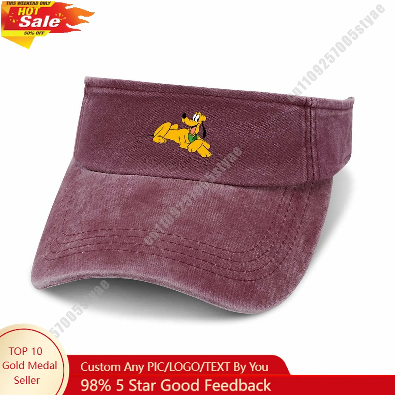 

Pluto Open Top Hat Disney Cartoon Custom Design Your Photos Logo Text Fashionable Item Perfect Holiday Gift Denim Hat