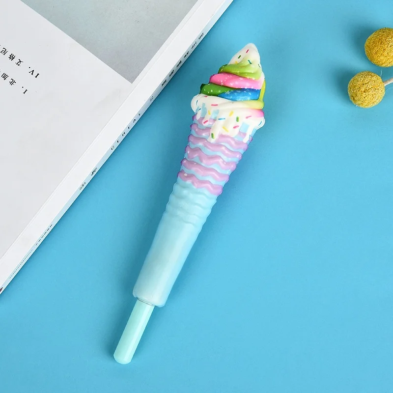 24pcs/lot Kawaii Ice cream Decompression Gel Pen Cute 0.5mm Sponge Neutral Pen School writing Supplies Promotional Gift