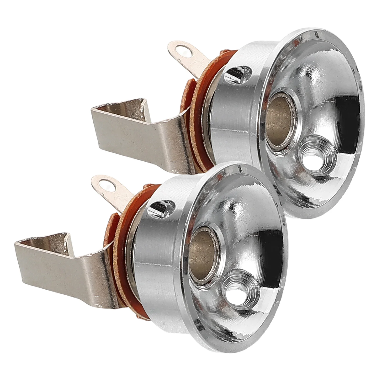 2 قطعة ملحقات الجيتار الكهربائي كوب مستدير مقبس الصوت لوحة متينة البناء البلاستيكي المعدني متوافق مع مختلف #4