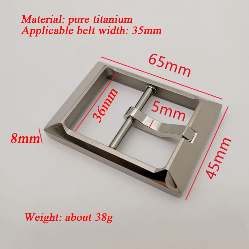 New Pure Titanium 35Mm Business Men\'S Needle Buckle Light Weight Non-Allergic Non-Rusting Versatile Style Real Cowhide Connector