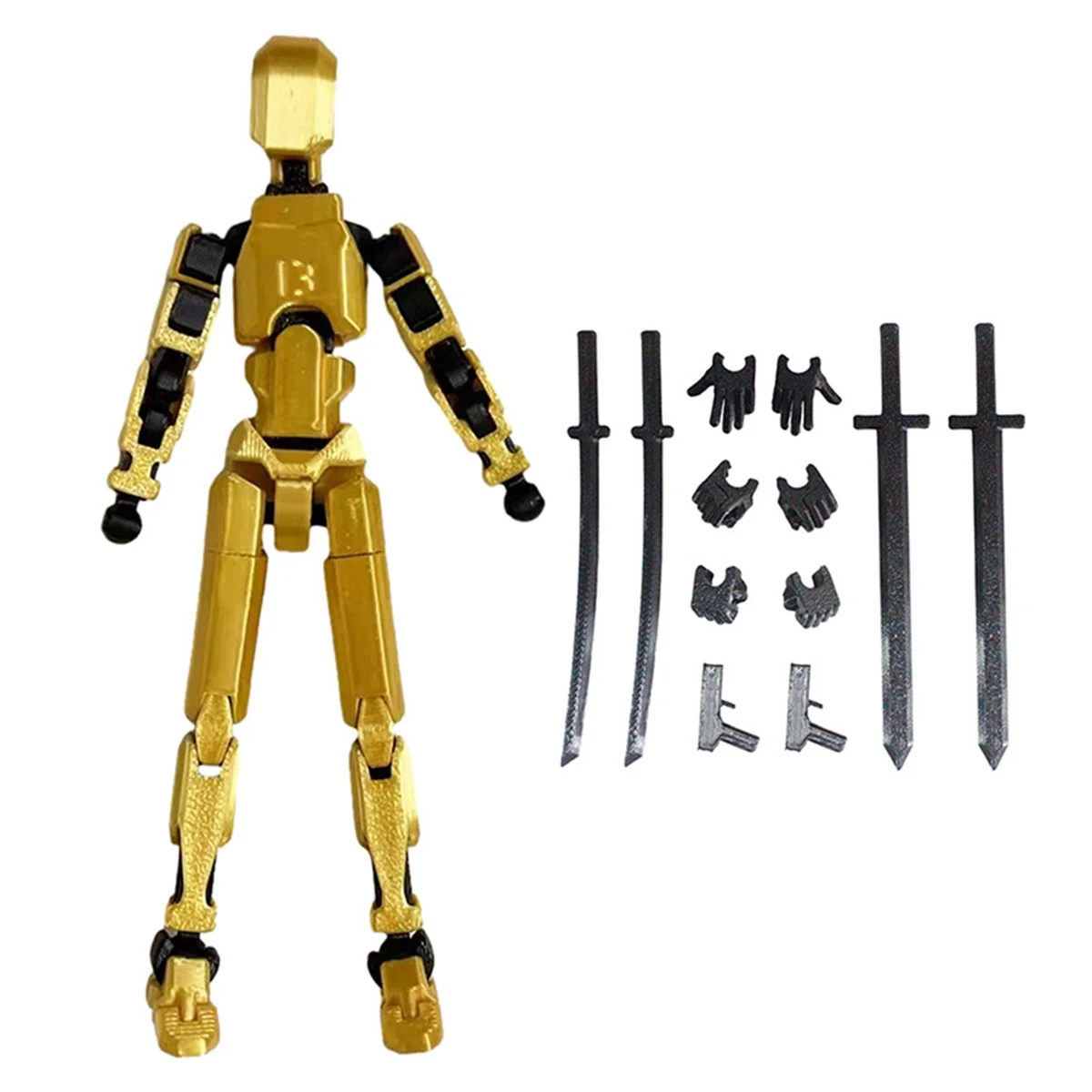 Multi-Jointed Movable Robot 3D Printed Mannequin Dummy Game Kid Adult Decompression Tools,Golden