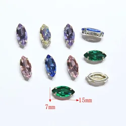 Crystal Water Diamond para o vestido de casamento, folha espumante, pedra de vidro costurado à mão, decoração à noite, B, 12PCs, 7*15mm