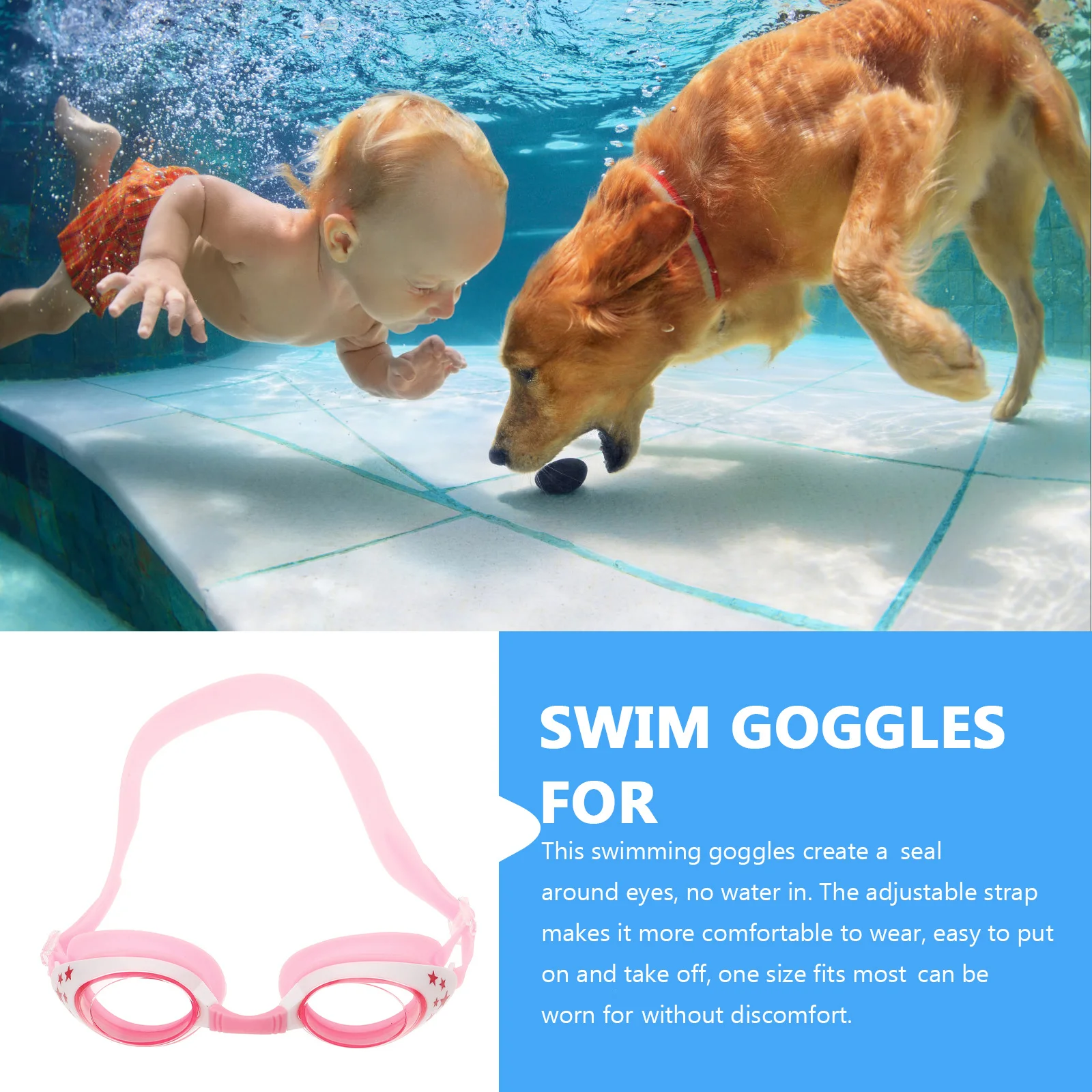 

Swim Goggles Anti Fog Adjustable Cartoon Design Comfortable Fit Swimming Pool Eyewear for Water