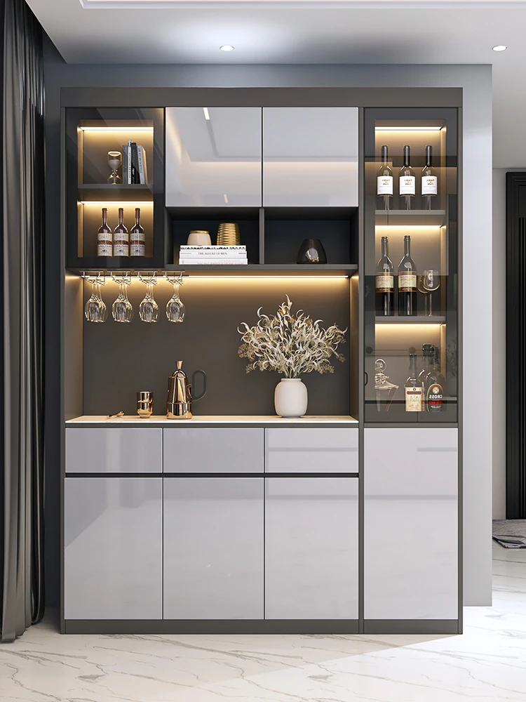 High end glass door display cabinet, living room household storage cabinet, modern and simple light luxury dining cabinet