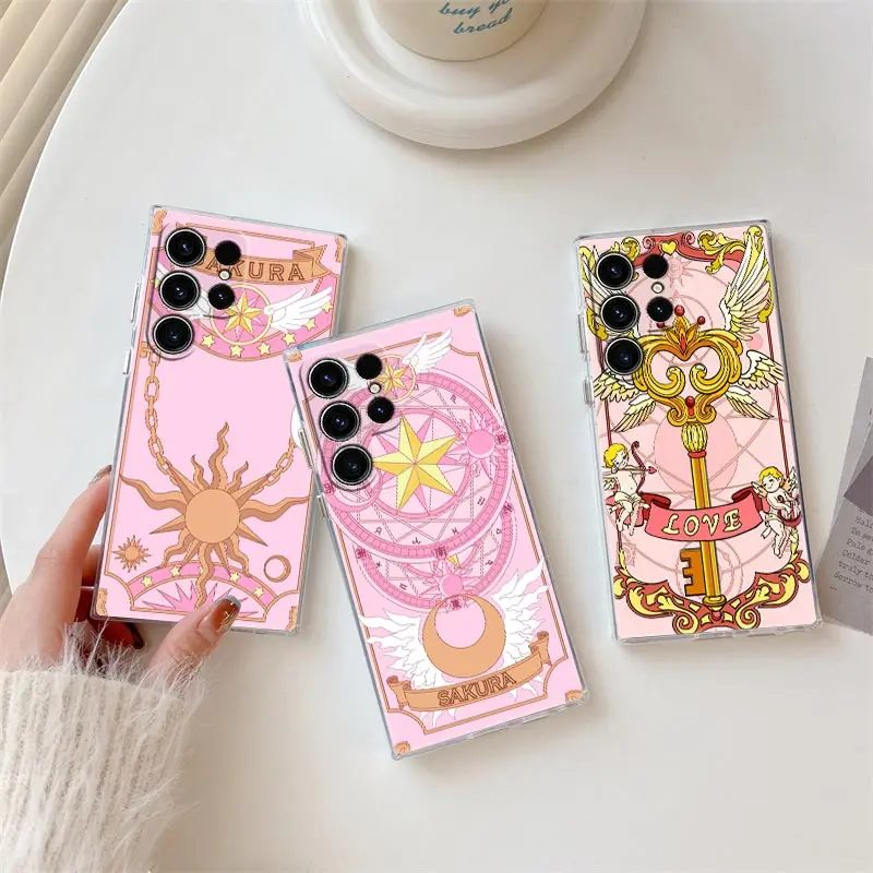 Funda de teléfono de Anime Sakura Card Captor para Samsung, S24, S23 Ultra, 5G, S22, S20, S10 Plus, S21 FE, fundas transparentes, Galaxy S24Ultra