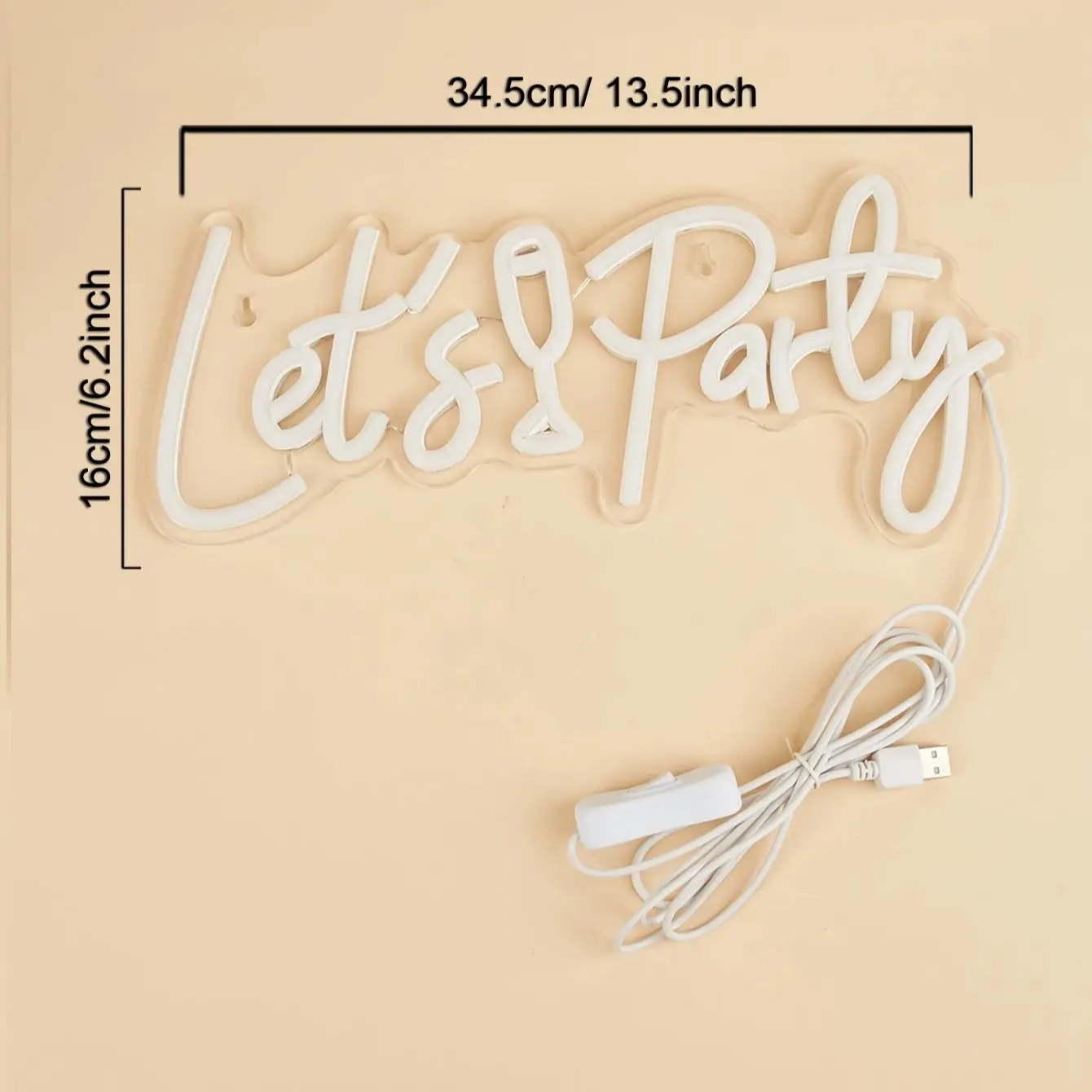 Chi-buy LED Neon Let's Party USB Powered Neon Signs Night Light 3D Wall Art & Game Room Bedroom Living Room Decor Lamp Signs