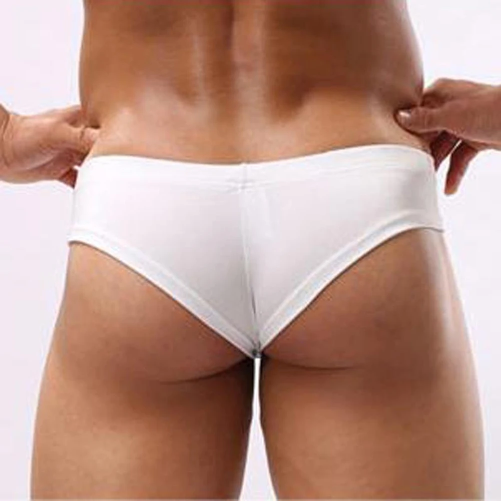 Men Underwear Sexy Briefs Pouch Solid Color Bikini Low Waist Solid Underpants Breathable Soft Sleep Lingerie Male Sexy Panties