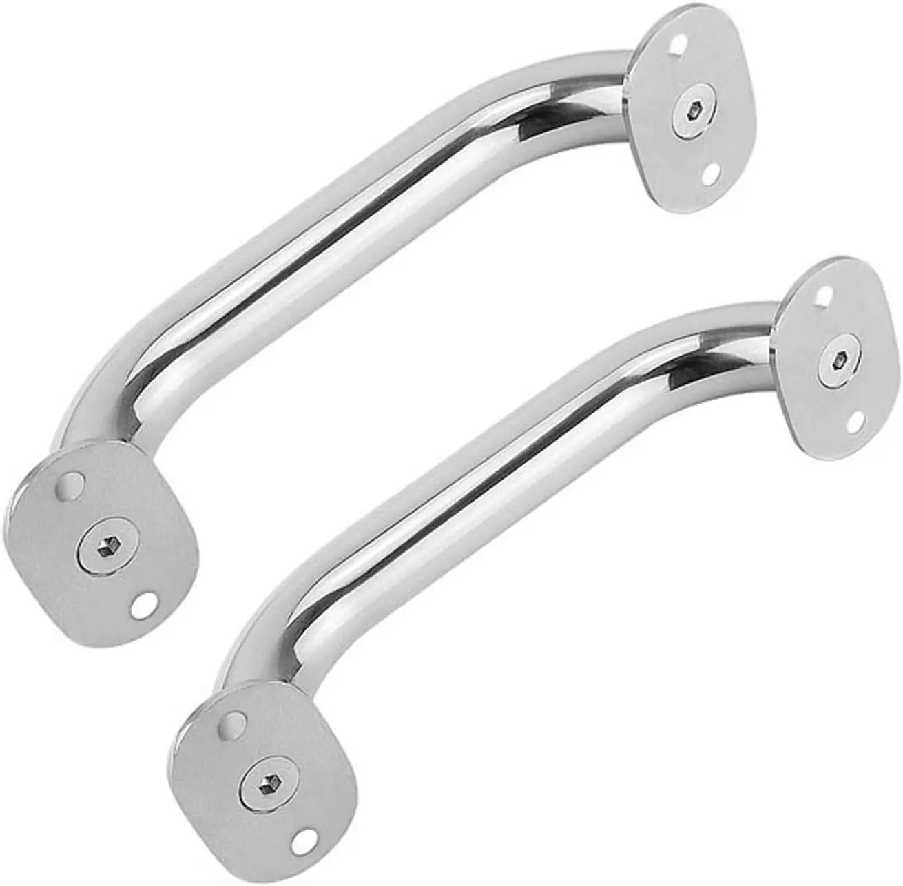 2pcs 8 Inches Boat Grab Handles, Stainless Steel Grab Bar Oval Handrail with Mounting Screws, Heavy Duty Polished Deck Handle