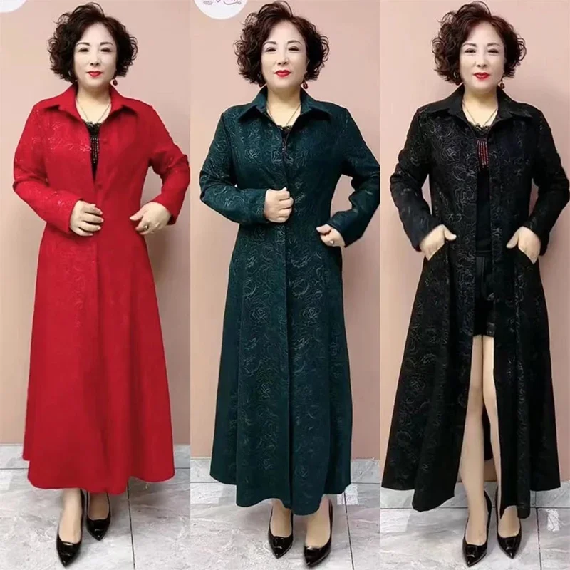 

Pop High End Women's Windbreaker New Spring Aumnu Oversized Women's Clothing Slimming Long Jacket Fashionable Mom's Outerwear 6X