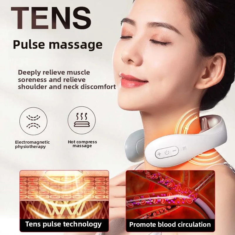 

Portable Electric Cervical Massager Hot Compress Neck Shoulder Massage Protector 6 Mode 15 Gear Strength Pain Relief Deep Tissue