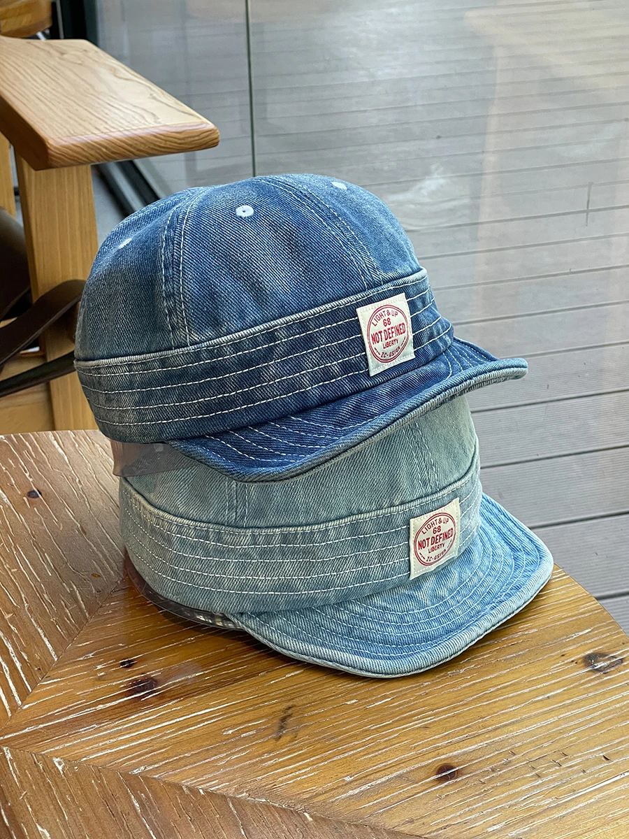 Vintage Washed Soft Brim Cowboy Hat for Women Sunshade Face Slimming Couple Style Duckbill Cap for Men Trendy