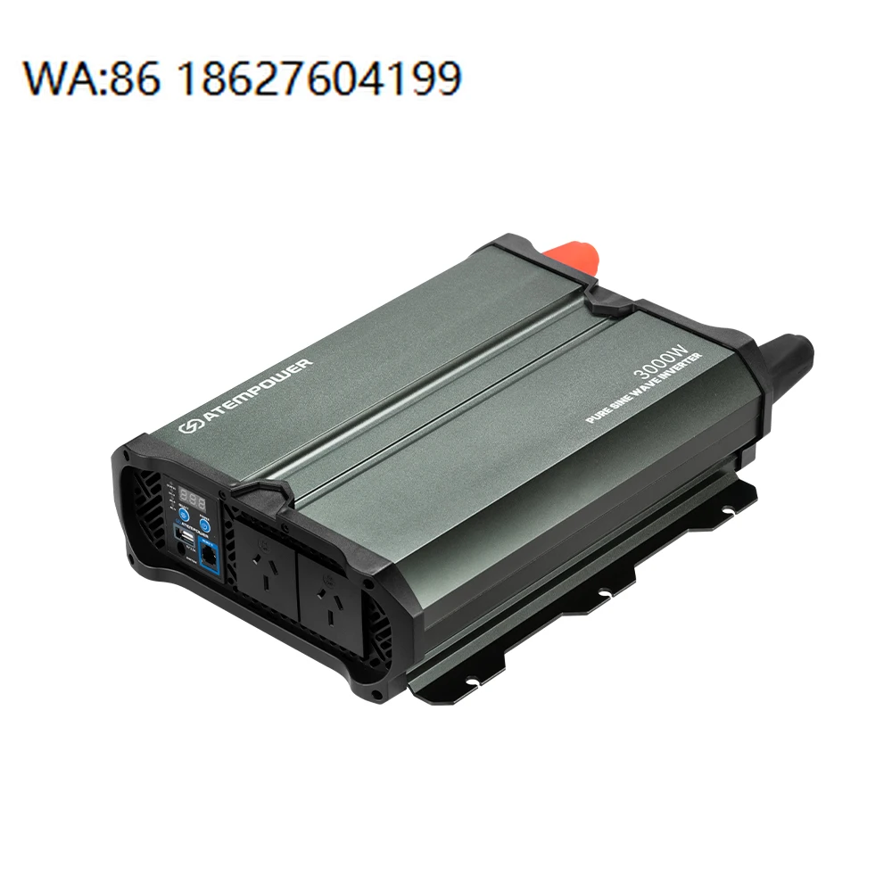 Portable 3000W Pure Sine Wave Inverter 12V/24V DC to 220V AC for Camping RV Off Grid Solar Power System