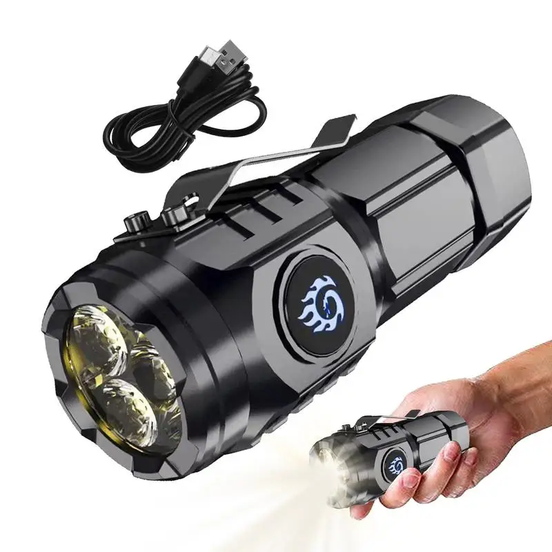 Rechargeable LED Flashlights Bright Flashlight Water Resistant Compact Drop Resistant Small Flashlight With 5 Modes For Camping