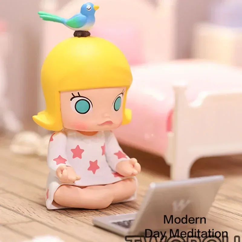 POP MART Hari yang Menyenangkan dengan Seri Molly Blind Box - Figur Anime Lucu Hiasan Meja Koleksi Mystery Box Guess Bag Toys Do