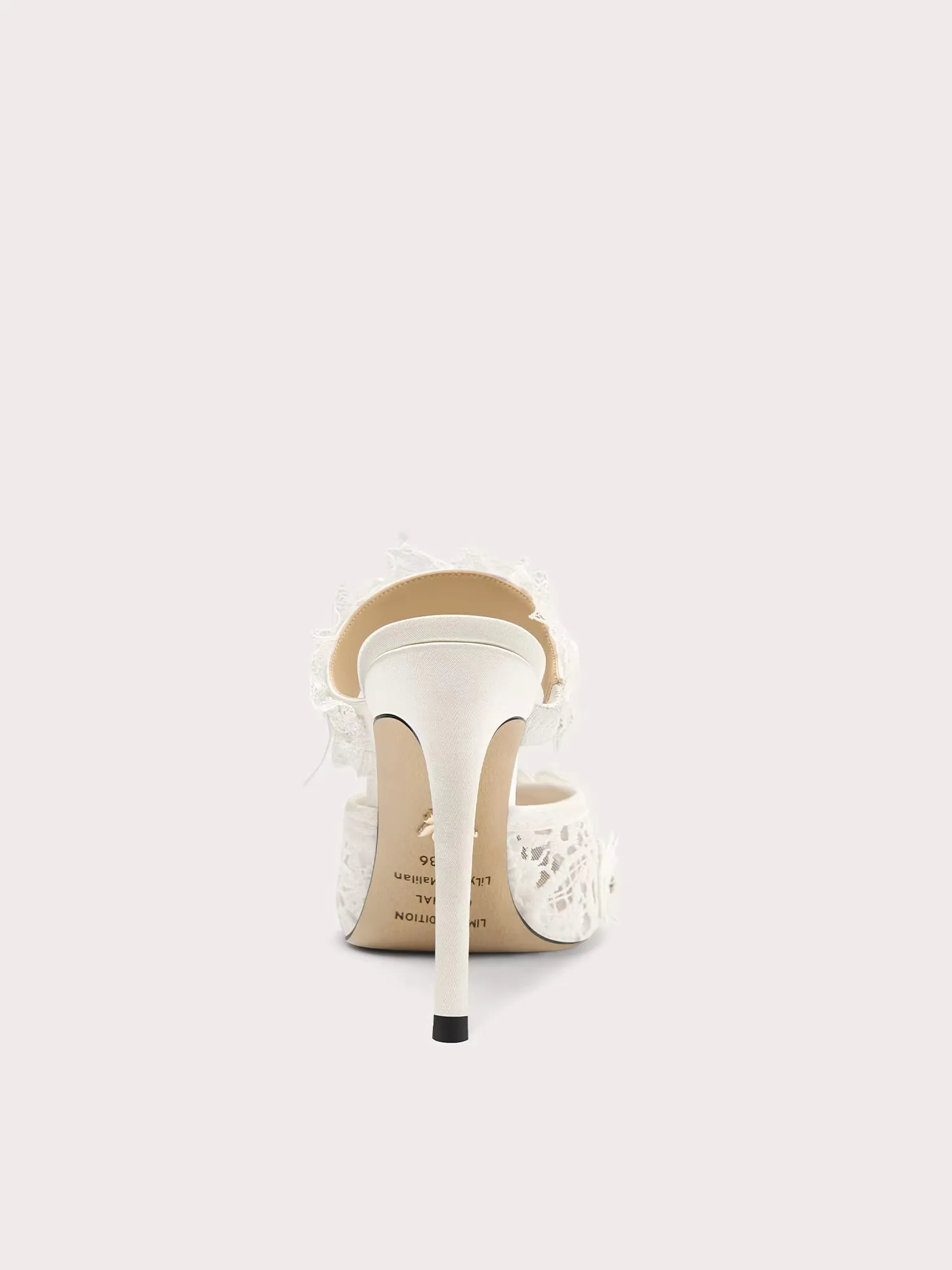Summer pointed Baotou white mesh rhinestone flower lace fashion slippers banquet large size small size high-heeled women sandals