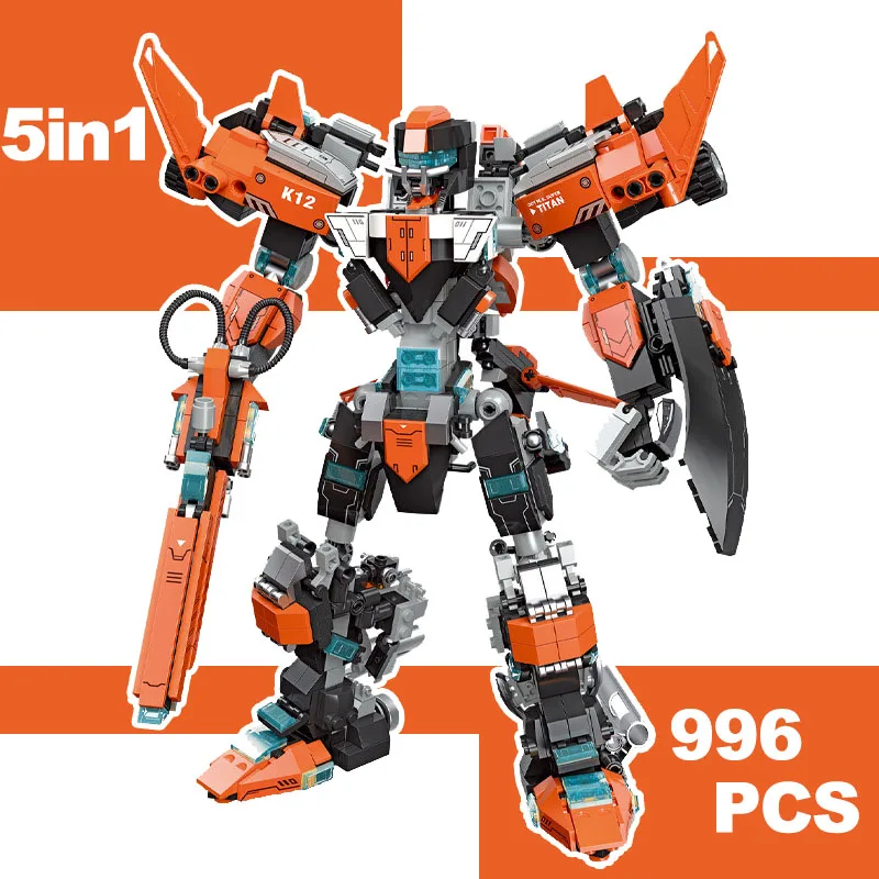 

996PCS Super Armor Robot Mechanical Warrior Building Blocks Knight Of War Military Mecha Figures Weapon Bricks Toy For Kids Gift