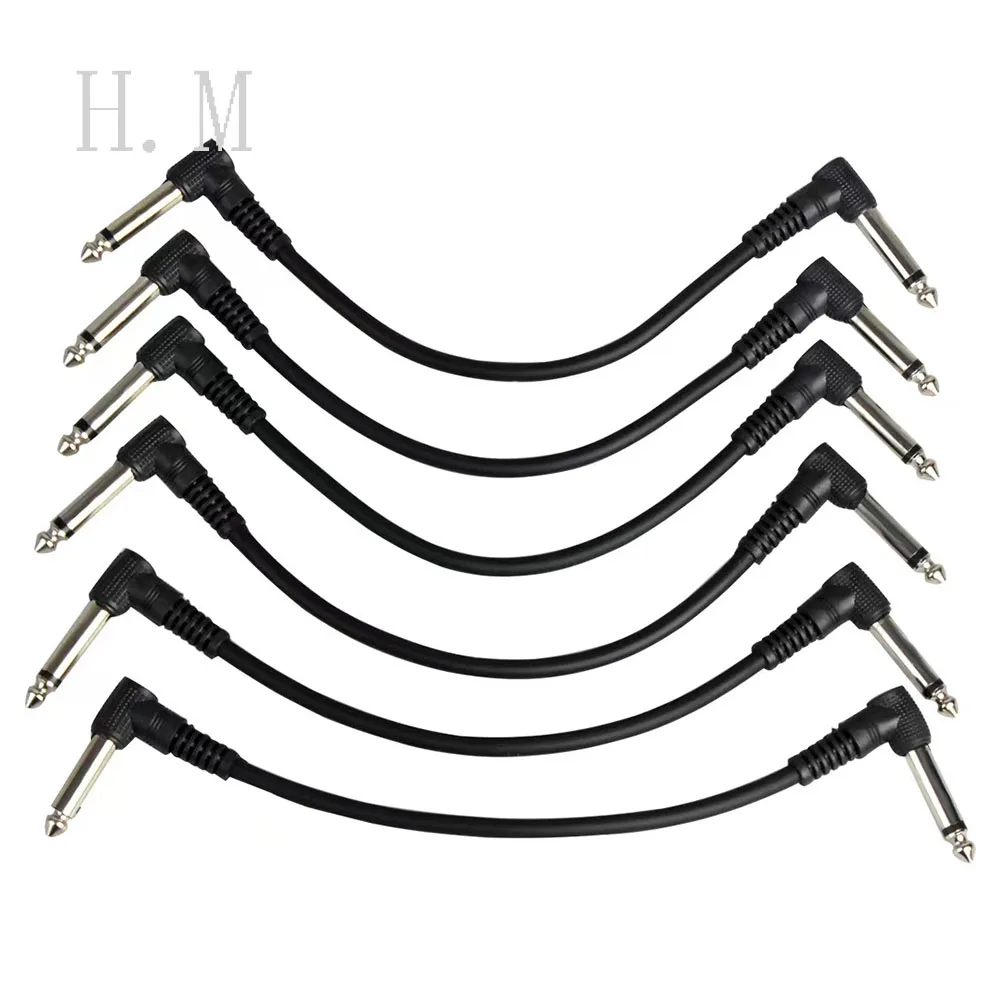 6pcs/set Electric Guitar Effect Pedal Patch Cable Cord Low Noise Audio Cable Leads 1/4 Right Angle Patch guitar accessories