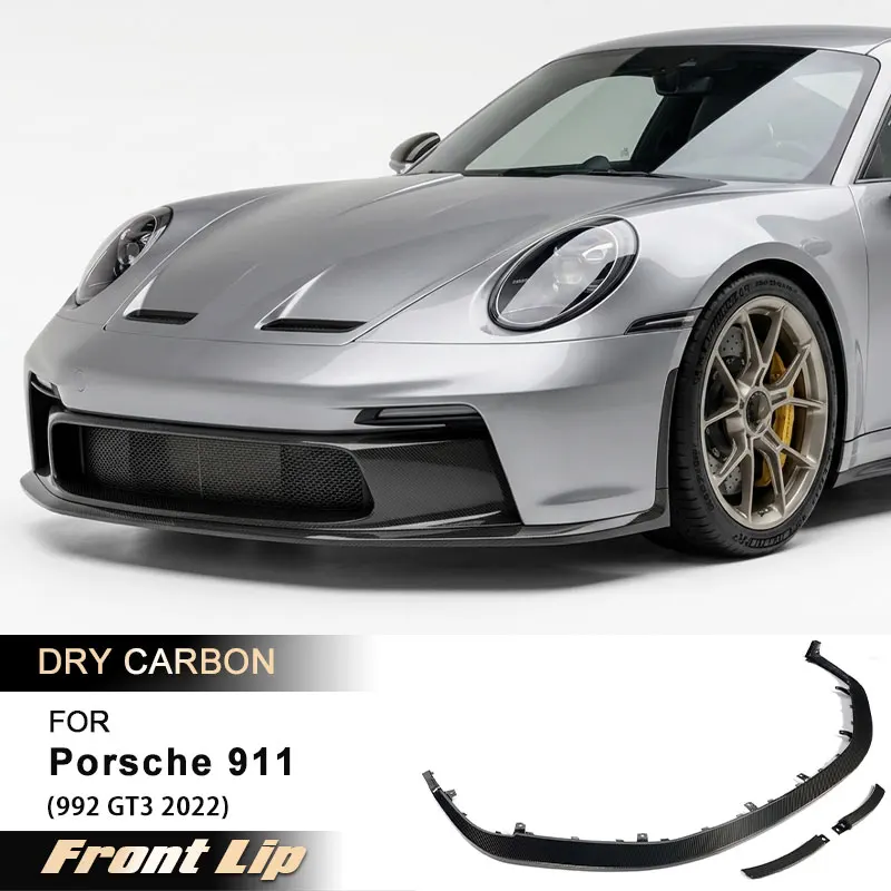 Car Front Bumper Lip Spoiler for Porsche 911 992 GT3 2022 Racing Front Lip Chin Apron Guard Body Kits Prepreg Dry Carbon view 2