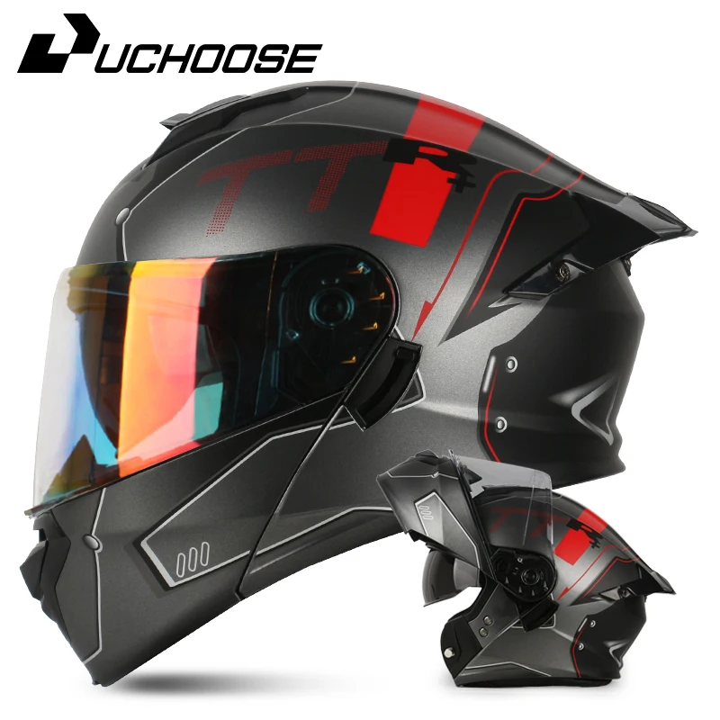 

Uchoose DOT Approved Full Face Helmets Crash Motorbike Protective Gear Men Women Flip Up Helmet Motorcycle Double Sun Visor