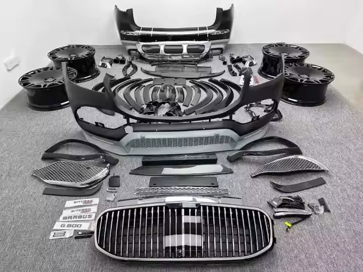 ألياف الكربون قطع غيار السيارات ل GLS ترقية البرازيلي حافلة طقم الجسم مصدات السيارة عجلة الحاجب الخلفي الناشر الجناح العلوي