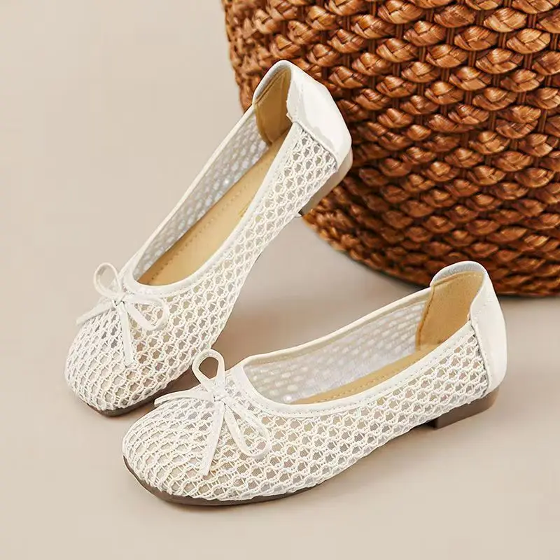 

Women Mesh Hollow Out Flat sole Shoes Summer New Soft sole Non Slip Round Toe Shallow Slip On Lightweight Nude Shoe Sandals