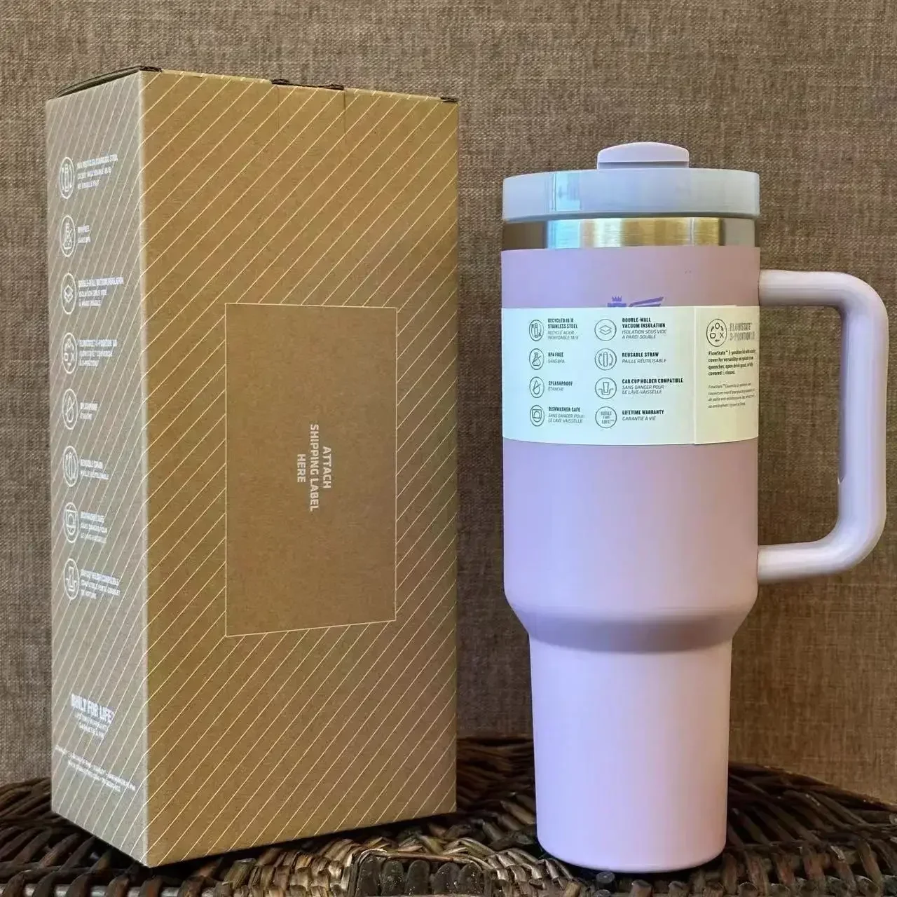 40 oz cup Straw Car travel mug Coffee mug Stanley with treated insulation 314 stainless steel lid