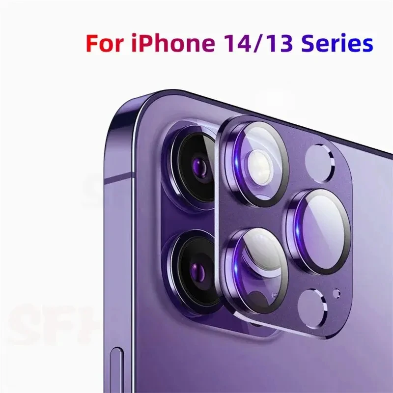 2PCS Camera Lens Protector For iPhone 11 15 14 12 13 Pro Max Titanium Metal Camera Cover Screen Metal Glass For iPhone 14 15 Pro